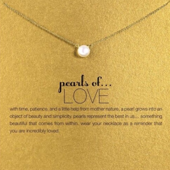 golden threads Jewelry - Gold Pearl Love Imitation Chain Dainty Necklace